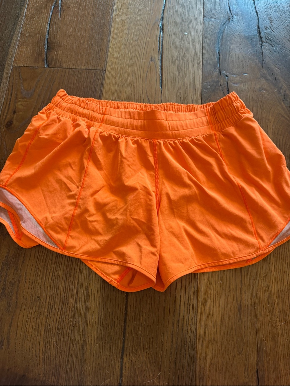 Lululemon Neon Orange Athletic Running Shorts